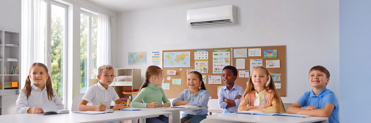 Klimatisierung für Schulen und Kindergärten Slider (AI-generated)