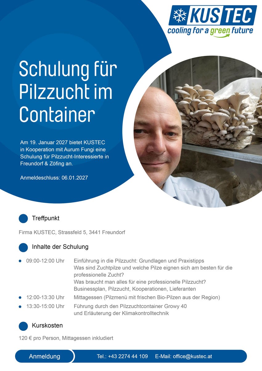 Einladung zur Schulung für Pilzzucht im Container am 19. Januar 2027