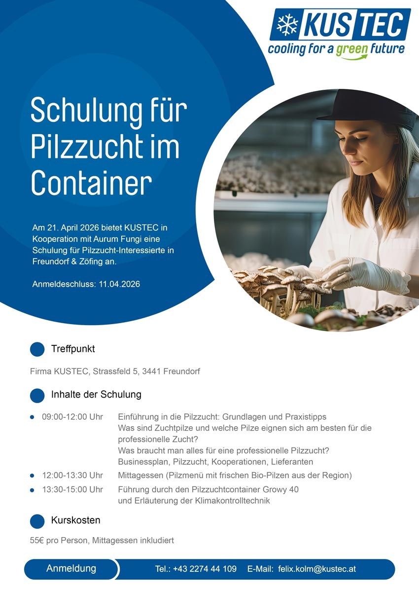 Einladung zur Schulung für Pilzzucht im Container am 21. April 2026