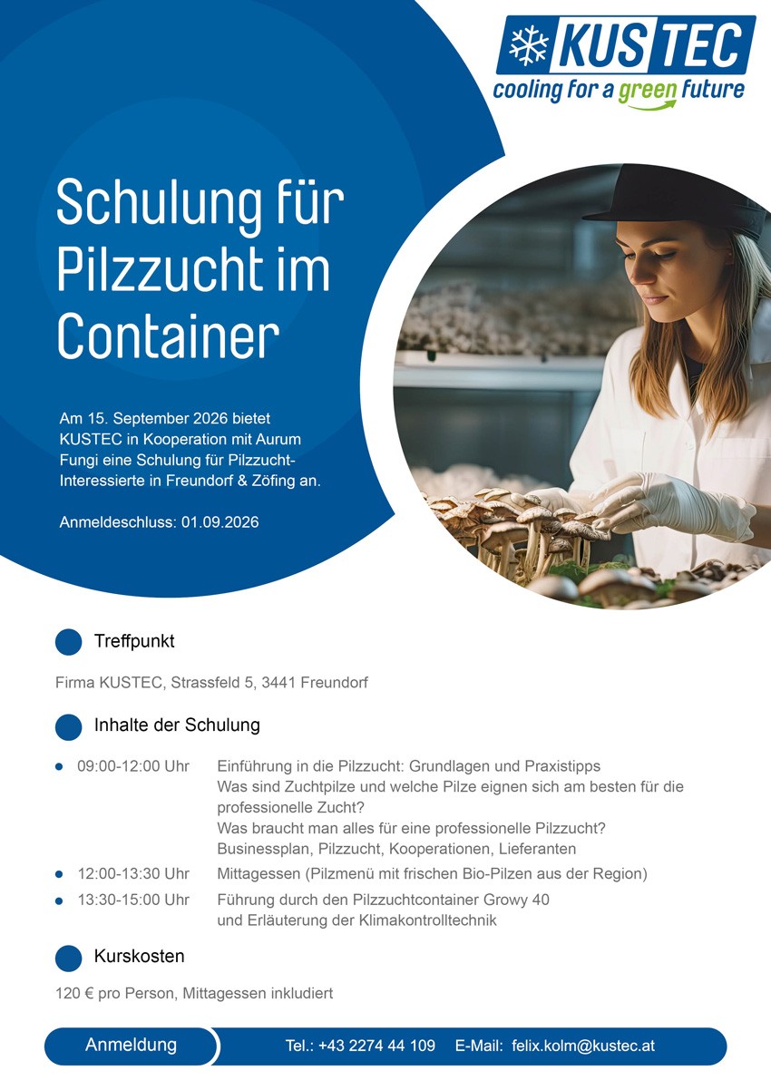 Einladung zur Schulung für Pilzzucht im Container am 15. September 2026