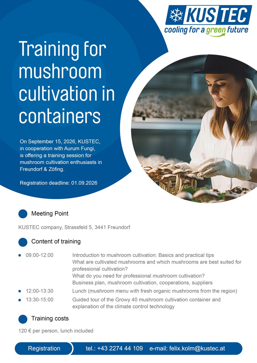 Invitation to the training for mushroom cultivation in containers on September 15, 2026